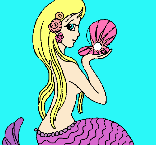Dibujo Sirena y perla pintado por anitnelav