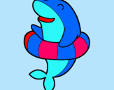 Dibujo Delfín con flotador pintado por xunxo