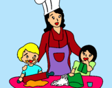 Dibujo Mama cocinera pintado por Helga
