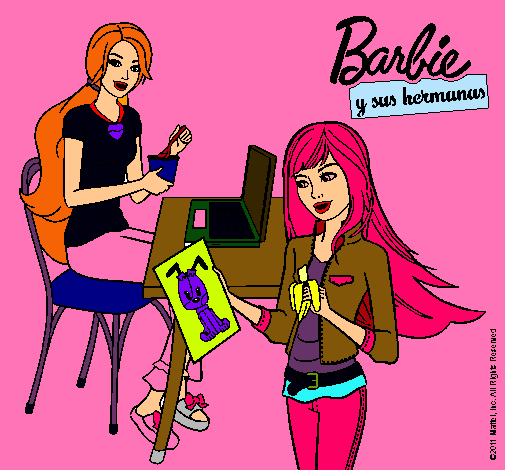 Barbie y su hermana merendando