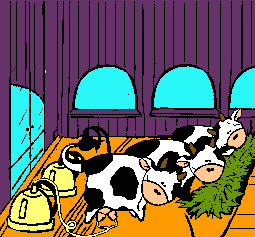 Dibujo Vacas en el establo pintado por Zowiiin