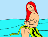 Dibujo Madre con su bebe pintado por skarla