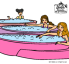 Dibujo Barbie y sus amigas en el jacuzzi pintado por soliin