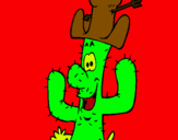 Dibujo Cactus con sombrero pintado por colorido