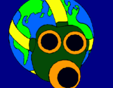 Dibujo Tierra con máscara de gas pintado por JorgeX