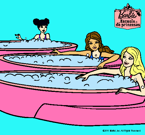 Dibujo Barbie y sus amigas en el jacuzzi pintado por aru-14