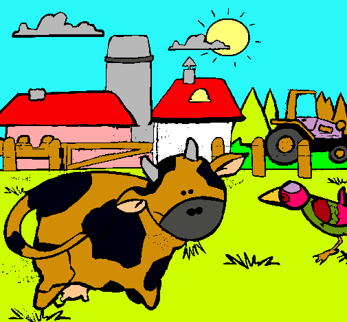 Vaca en la granja