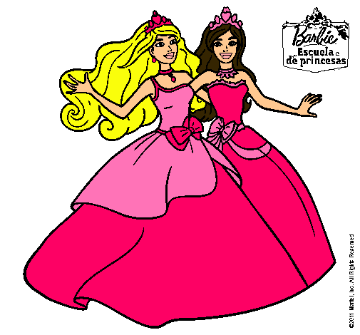 Dibujo Barbie y su amiga súper felices pintado por love_lucy