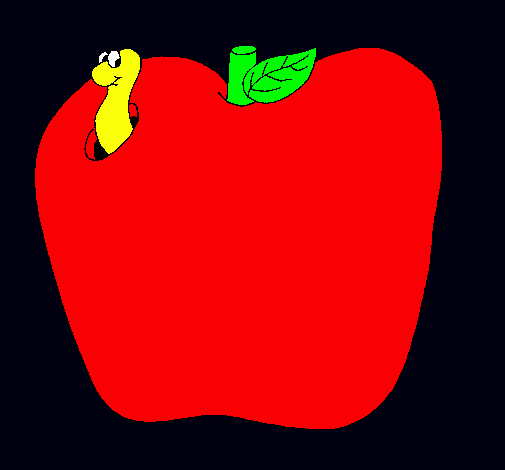 Dibujo Gusano en la fruta pintado por Chanchit0
