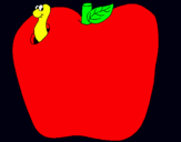Dibujo Gusano en la fruta pintado por Chanchit0