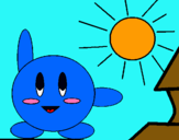 Dibujo Kirby en un día soleado pintado por leoncito12