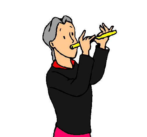 Dibujo Flautista pintado por timbales