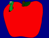 Dibujo Gusano en la fruta pintado por mmmmmmmm