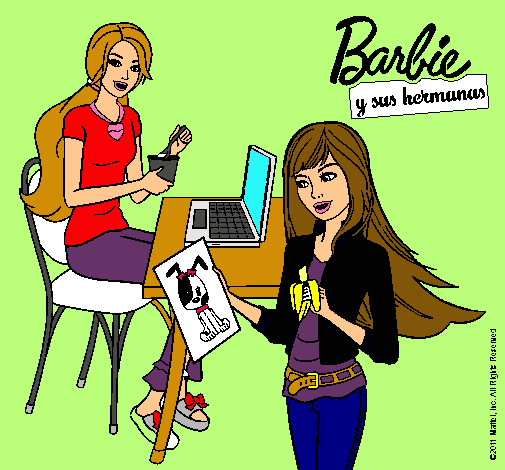 Dibujo De Barbie Y Su Hermana Merendando Pintado Por Myryan En Dibujos