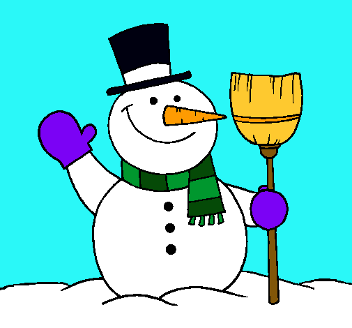 Dibujo muñeco de nieve con escoba pintado por YoooRocio