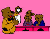 Dibujo Profesor oso y sus alumnos pintado por gabosar