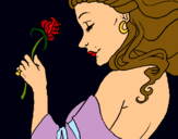 Dibujo Princesa con una rosa pintado por merari