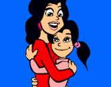 Dibujo Madre e hija abrazadas pintado por yiniva