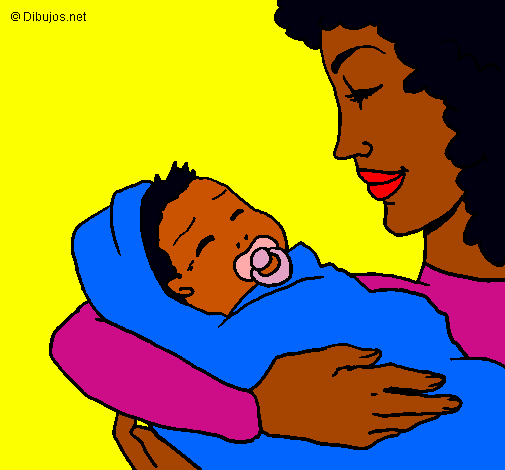 Dibujo Madre con su bebe II pintado por yirleida