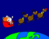 Dibujo Papa Noel repartiendo regalos 3 pintado por lucygal