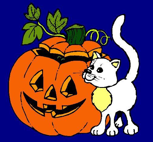 Calabaza y gato