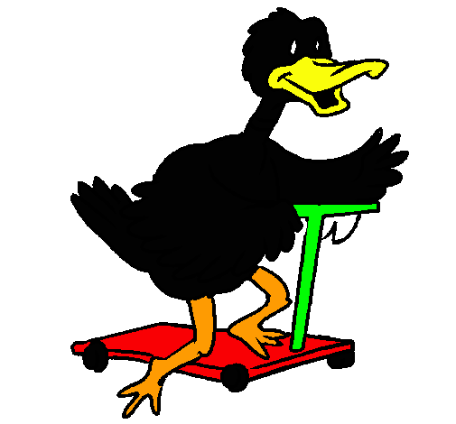 Pato en patinete