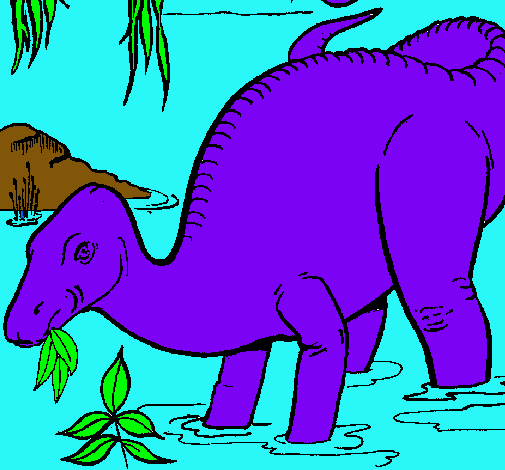 Dibujo Dinosaurio comiendo pintado por andreaaaaaaaaa