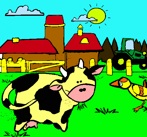 Vaca en la granja