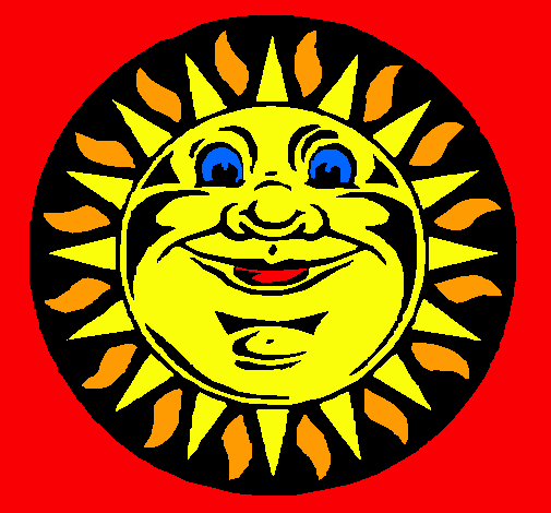 Dibujo Sol grabado pintado por MACEDONIA