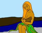 Dibujo Madre con su bebe pintado por yoyefami