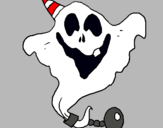 Dibujo Fantasma con sombrero de fiesta pintado por 6794P