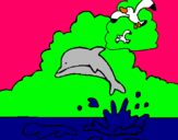 Dibujo Delfín y gaviota pintado por fasdghjjjjjj