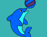Dibujo Delfín jugando con una pelota pintado por gustabo