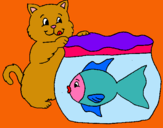 Dibujo Gato y pez pintado por lisalex-21