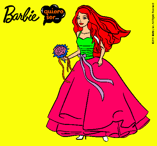 Dibujo Barbie vestida de novia pintado por ALBAS