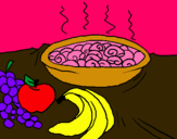 Dibujo Fruta y caracoles a la cazuela pintado por meelany