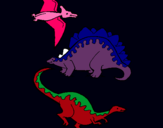 Dibujo Tres clases de dinosaurios pintado por 2910
