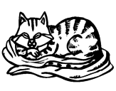 Dibujo Gato en su cama pintado por julioomar