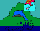 Dibujo Delfín y gaviota pintado por ccbhjhghfg