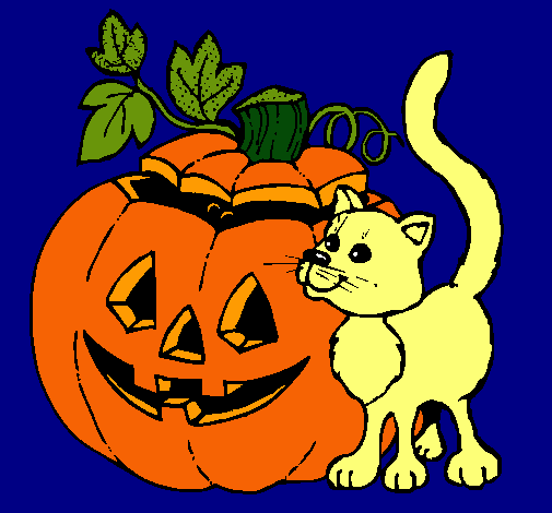 Calabaza y gato