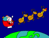Dibujo Papa Noel repartiendo regalos 3 pintado por lucygal