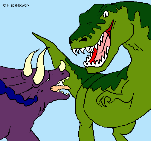 Dibujo Lucha de dinosaurios pintado por relux
