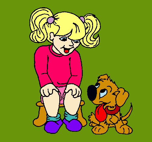 Dibujo Niña con su perrito pintado por Zowiiin
