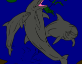 Dibujo Delfines jugando pintado por delfines