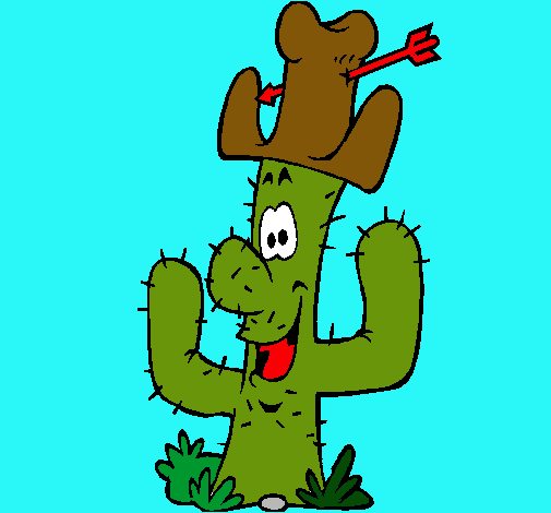 Dibujo Cactus con sombrero pintado por dieguiog