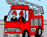 Dibujo Coche de Bomberos pintado por bomberos