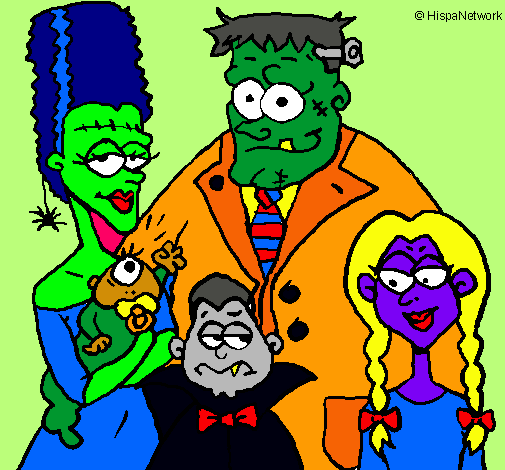 Dibujo Familia de monstruos pintado por la-lo