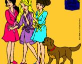 Dibujo Barbie y sus amigas en bata pintado por Helga