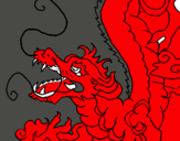 Dibujo Dragón japonés pintado por drachina