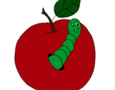 Dibujo Manzana con gusano pintado por teresa_11